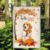 Hello Fall Beagle Dog Flag Maple Leaves Orange Pumpkin Autumn Flag | Teecentury.com