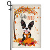 Hello Fall Boston Terrier Dog Flag Maple Leaves Orange Pumpkin Autumn Flag | Teecentury.com