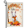 Hello Fall Bull Terrier Dog Flag Maple Leaves Orange Pumpkin Autumn Flag | Teecentury.com