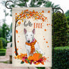 Hello Fall Bull Terrier Dog Flag Maple Leaves Orange Pumpkin Autumn Flag | Teecentury.com