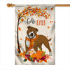 Hello Fall Pitbull Dog Flag Maple Leaves Orange Pumpkin Autumn Flag | Teecentury.com