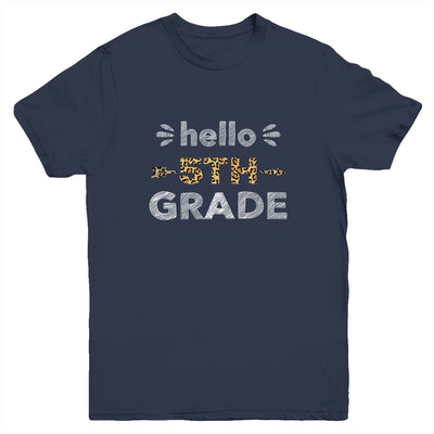 Hello Fifth Grade Back To School 1st Day Leopard Kids Youth Youth Shirt | Teecentury.com