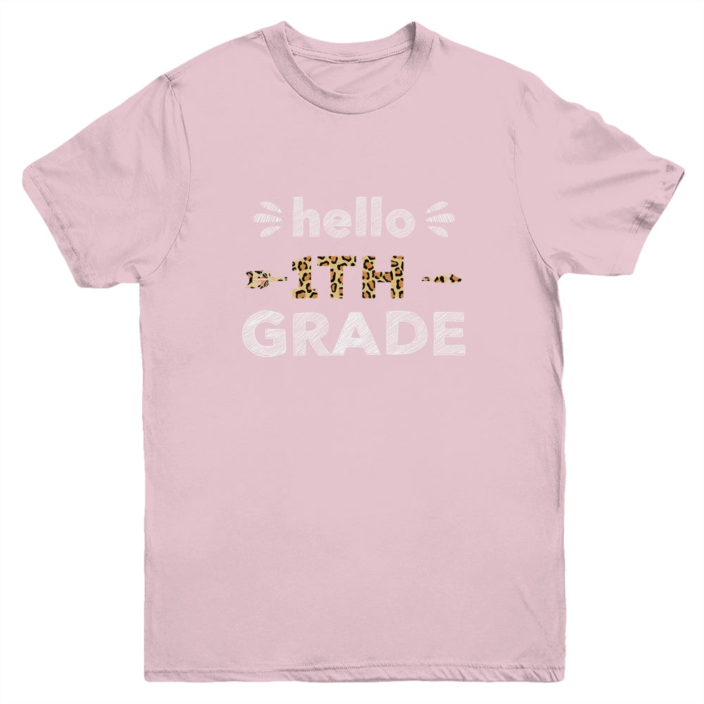 Hello First Grade Back To School 1st Day Leopard Kids Youth Youth Shirt | Teecentury.com