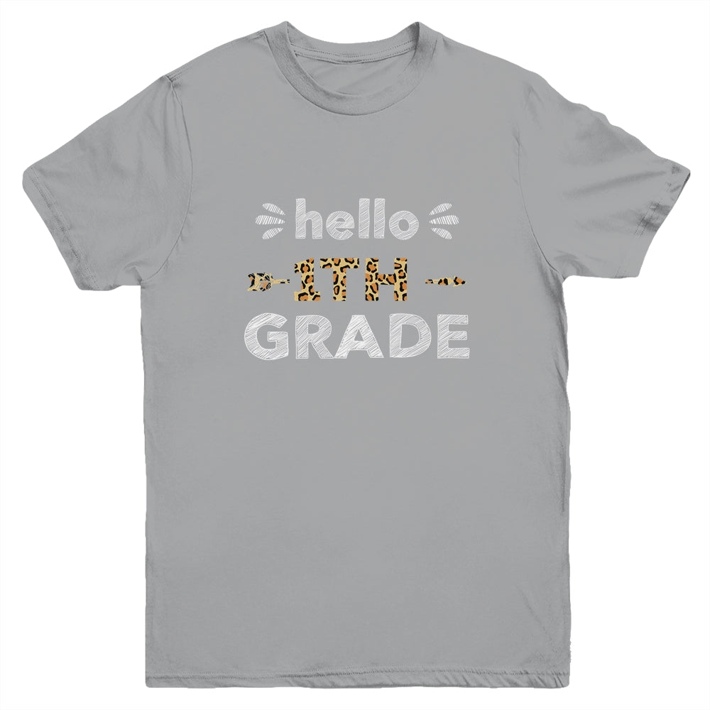 Hello First Grade Back To School 1st Day Leopard Kids Youth Youth Shirt | Teecentury.com