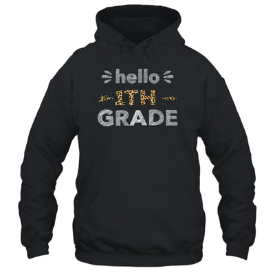 Hello First Grade Back To School 1st Day Leopard Teachers T-Shirt & Hoodie | Teecentury.com