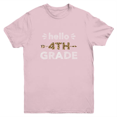 Hello Fourth Grade Back To School 1st Day Leopard Kids Youth Youth Shirt | Teecentury.com