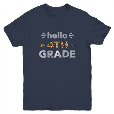 Hello Fourth Grade Back To School 1st Day Leopard Kids Youth Youth Shirt | Teecentury.com