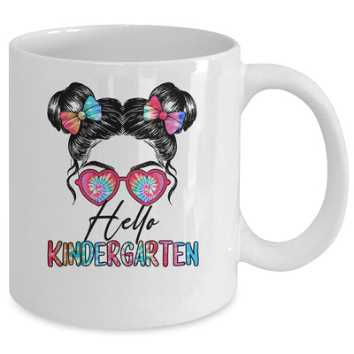 Hello Kindergarten Messy Bun Girls Tie Dye Cute Back To School Mug | teecentury