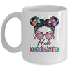 Hello Kindergarten Messy Bun Girls Tie Dye Cute Back To School Mug | teecentury