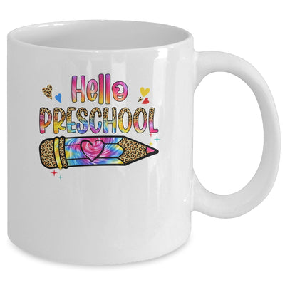 Hello Preschool Leopard Tie Dye Pencil Cute Teacher Mug | teecentury