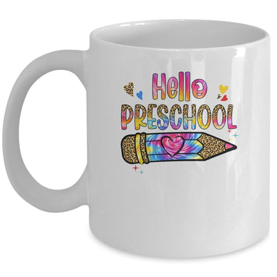 Hello Preschool Leopard Tie Dye Pencil Cute Teacher Mug | teecentury