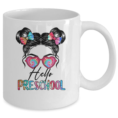 Hello Preschool Messy Bun Girls Tie Dye Cute Back To School Mug | teecentury