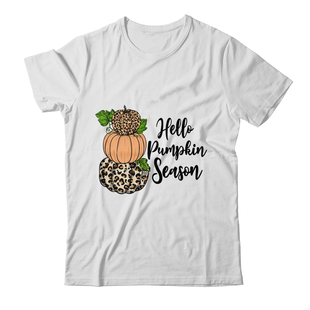 Hello Pumpkin Season Leopard Autumn Season Lovers Fall Shirt & Hoodie | teecentury