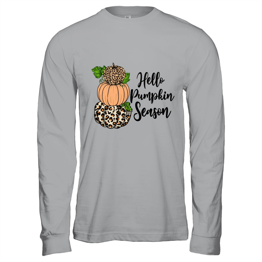 Hello Pumpkin Season Leopard Autumn Season Lovers Fall Shirt & Hoodie | teecentury