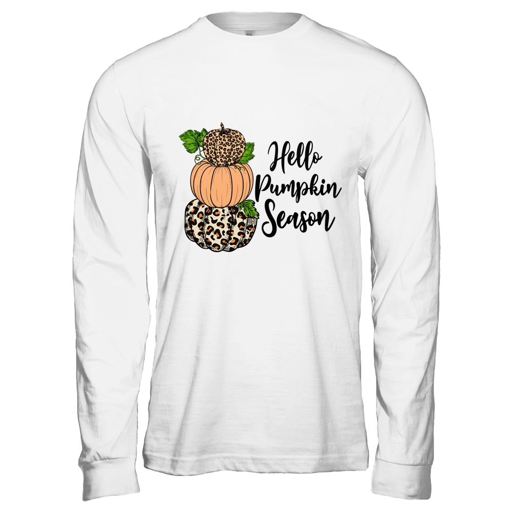 Hello Pumpkin Season Leopard Autumn Season Lovers Fall Shirt & Hoodie | teecentury