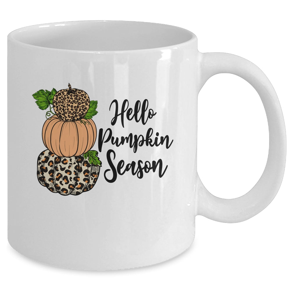 Hello Pumpkin Season Leopard Autumn Season Lovers Fall Mug | teecentury