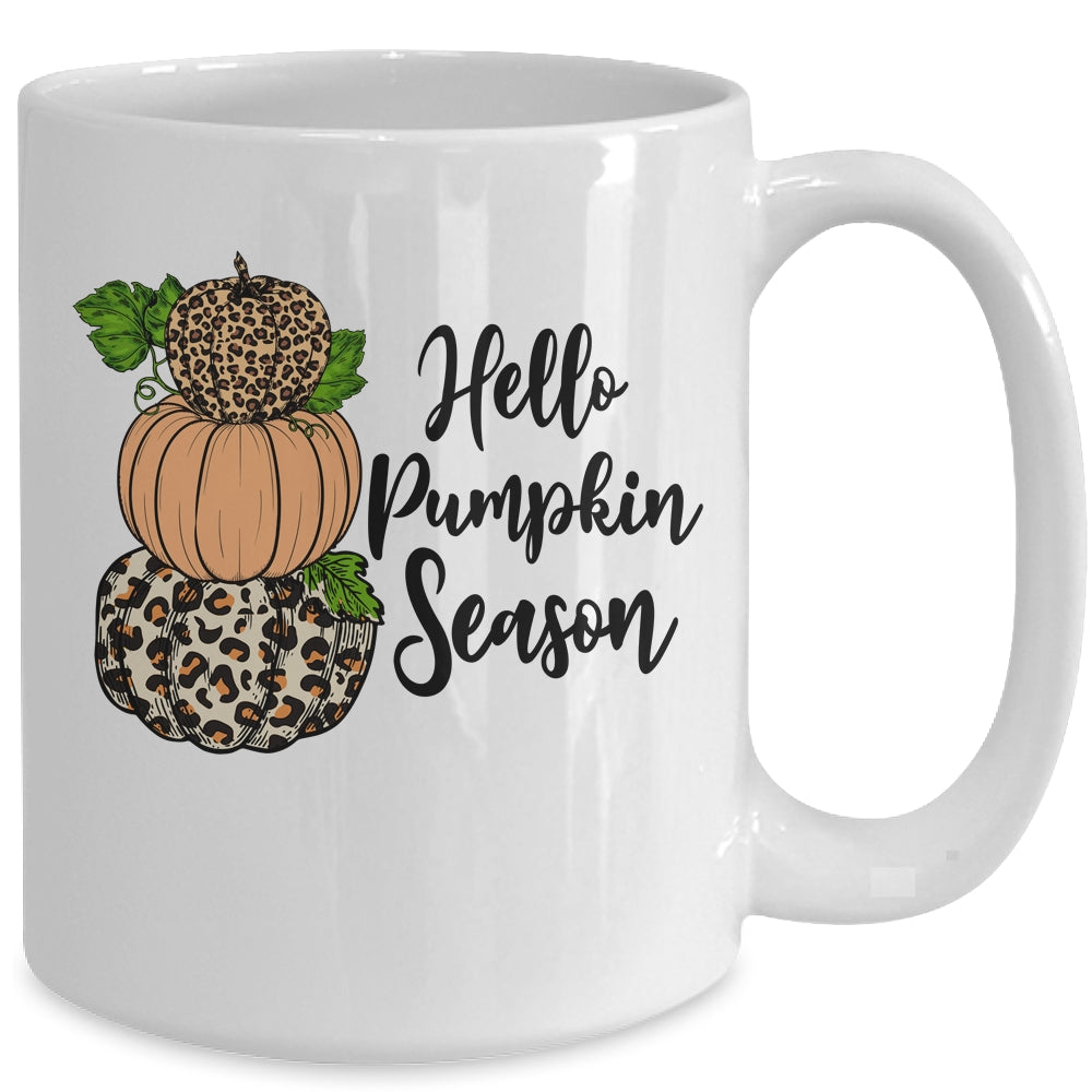 Hello Pumpkin Season Leopard Autumn Season Lovers Fall Mug | teecentury
