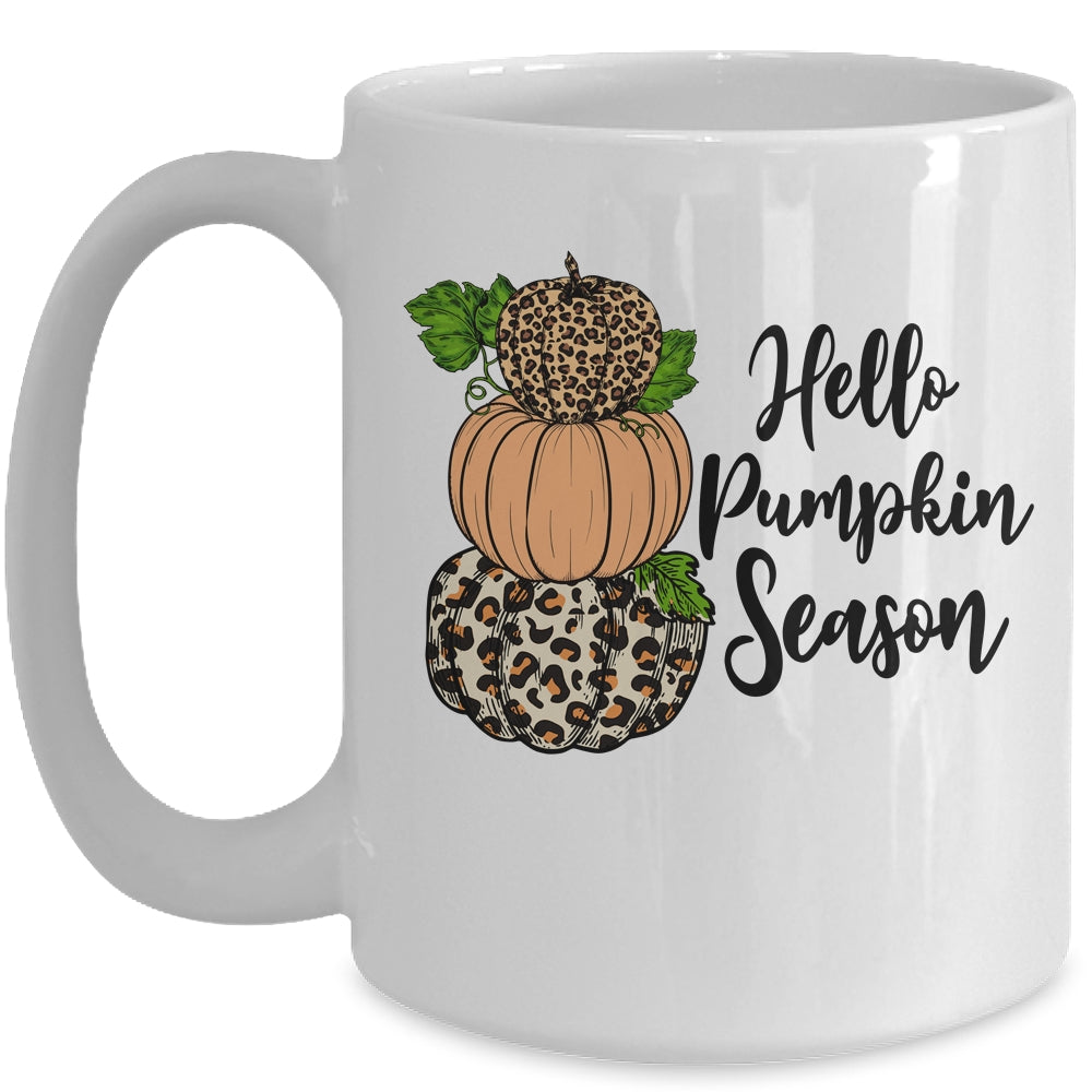 Hello Pumpkin Season Leopard Autumn Season Lovers Fall Mug | teecentury