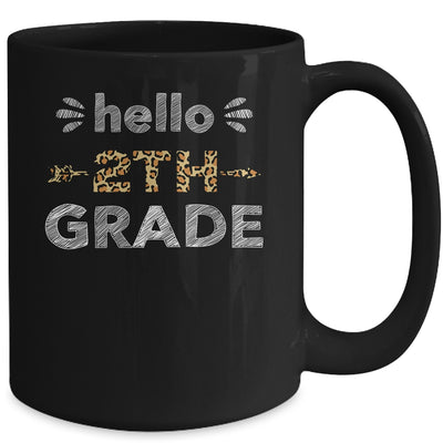 Hello Second Grade Back To School 1st Day Leopard Teachers Mug Coffee Mug | Teecentury.com