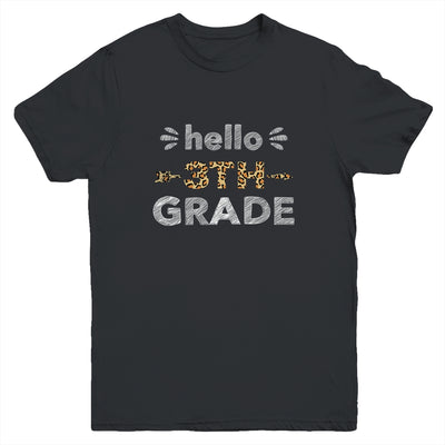 Hello Third Grade Back To School 1st Day Leopard Kids Youth Youth Shirt | Teecentury.com