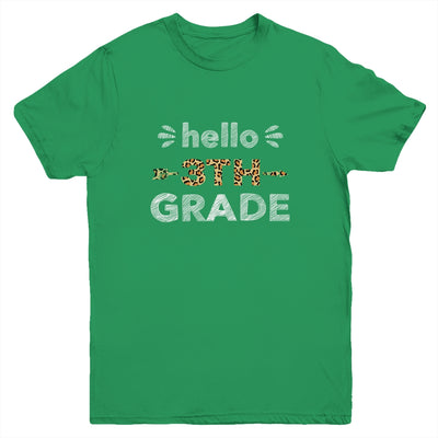 Hello Third Grade Back To School 1st Day Leopard Kids Youth Youth Shirt | Teecentury.com