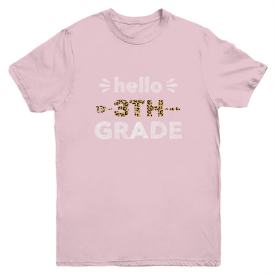 Hello Third Grade Back To School 1st Day Leopard Kids Youth Youth Shirt | Teecentury.com