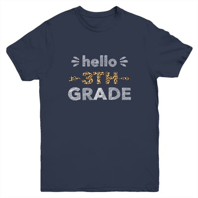 Hello Third Grade Back To School 1st Day Leopard Kids Youth Youth Shirt | Teecentury.com