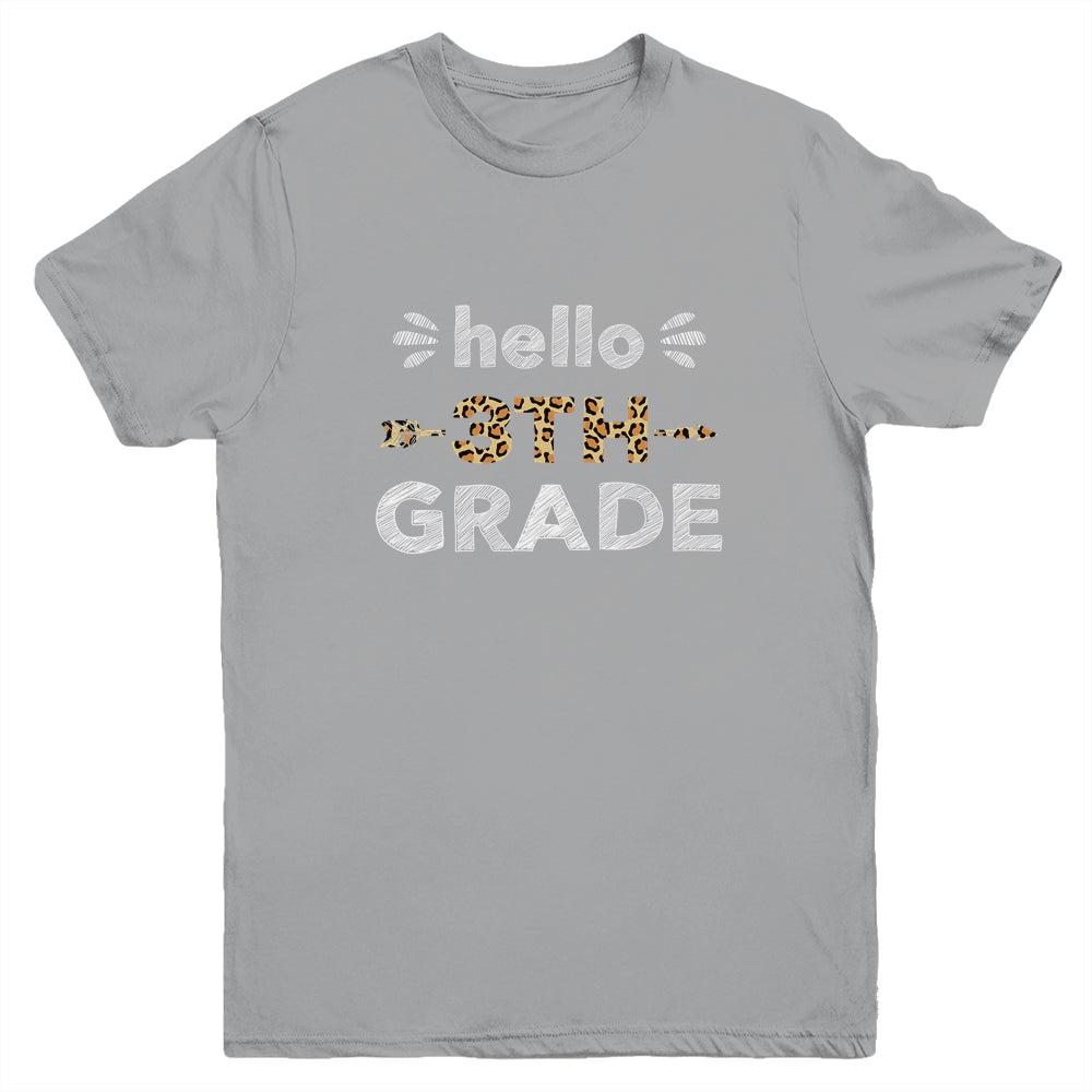 Hello Third Grade Back To School 1st Day Leopard Kids Youth Youth Shirt | Teecentury.com