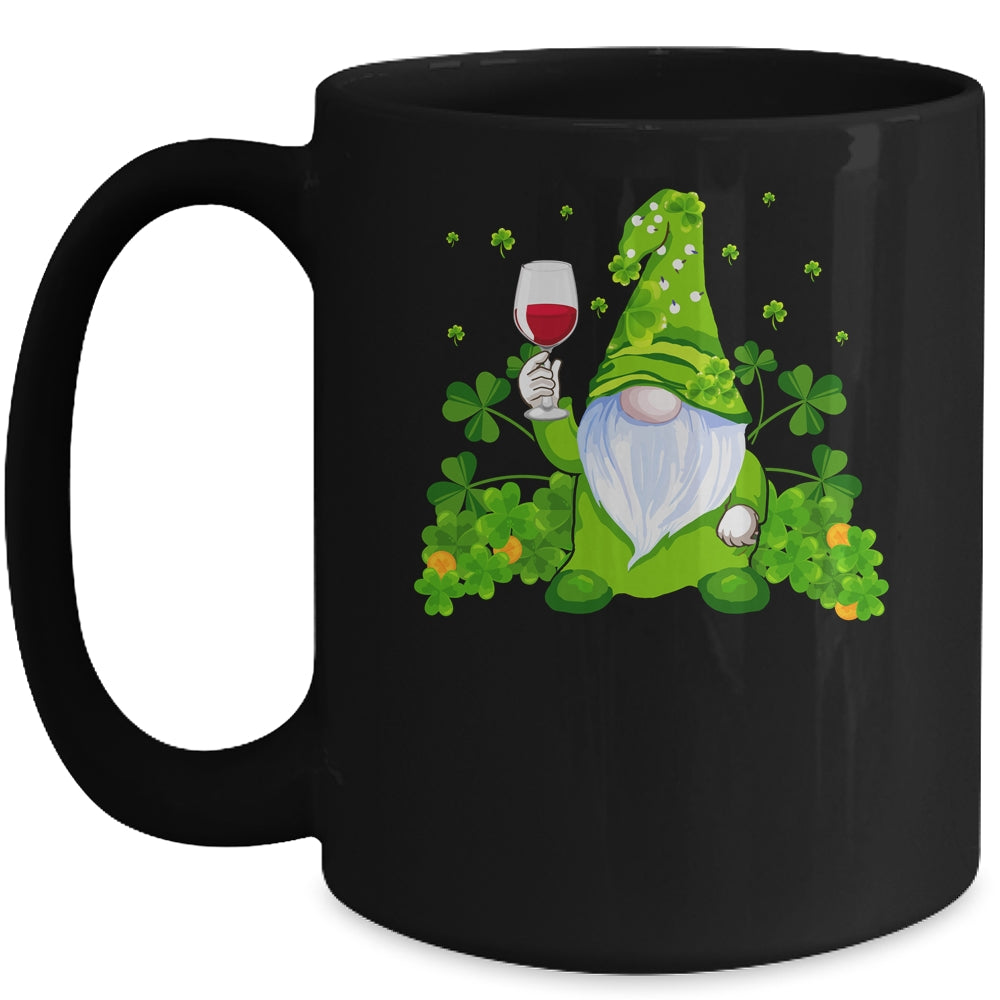 Hippie Gnome Drinking Wine With Shamrock St Patrick's Day Mug Coffee Mug | Teecentury.com