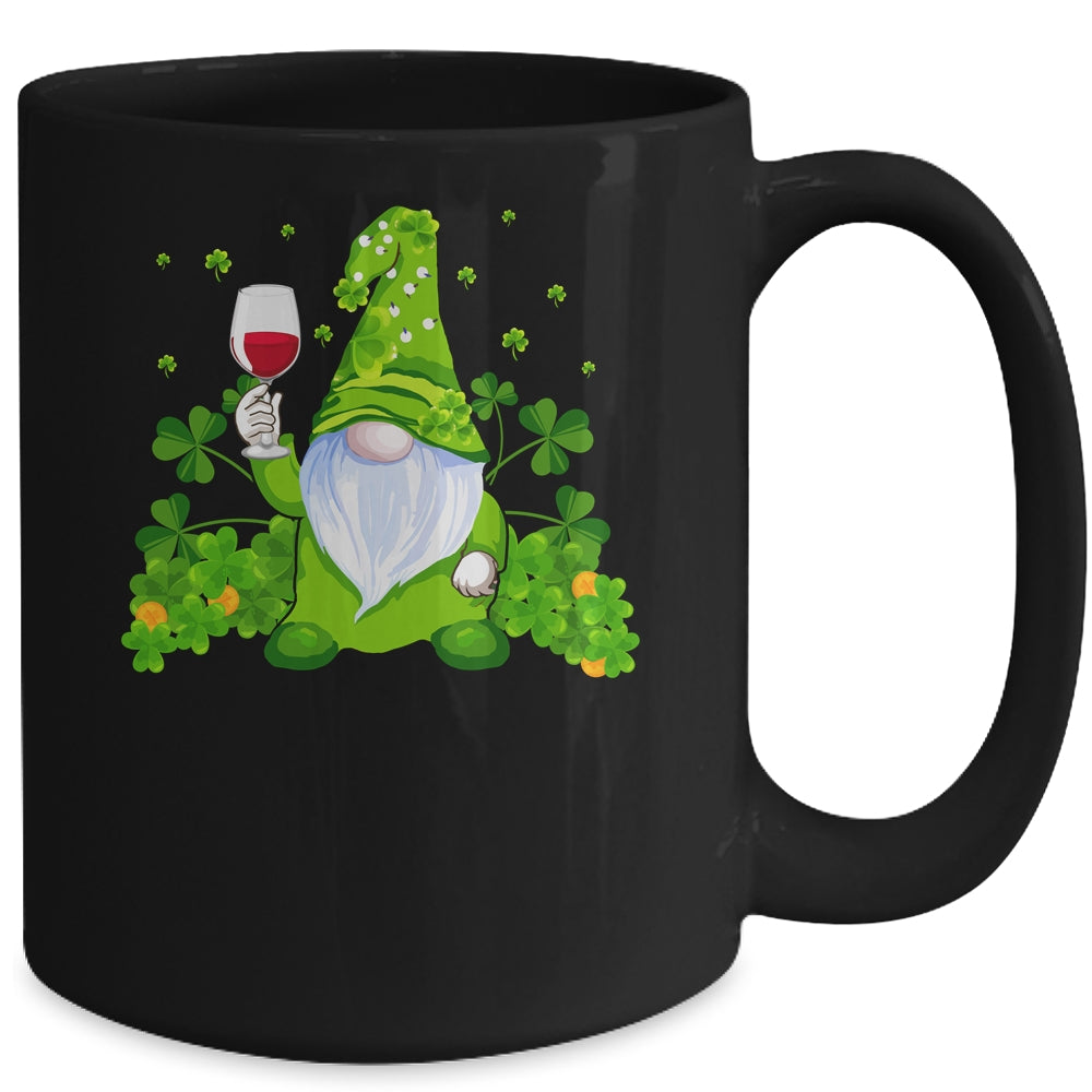 Hippie Gnome Drinking Wine With Shamrock St Patrick's Day Mug Coffee Mug | Teecentury.com
