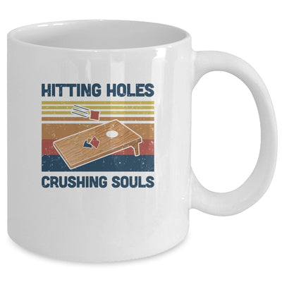 Hitting Holes And Crushing Souls Cornhole Vintage Retro Mug Coffee Mug | Teecentury.com