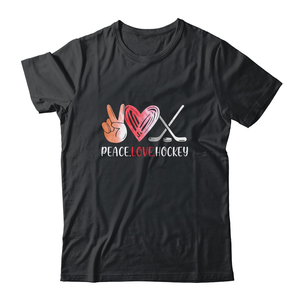 Hockey Player Girls Peace Love Hockey Women T-Shirt & Tank Top | Teecentury.com