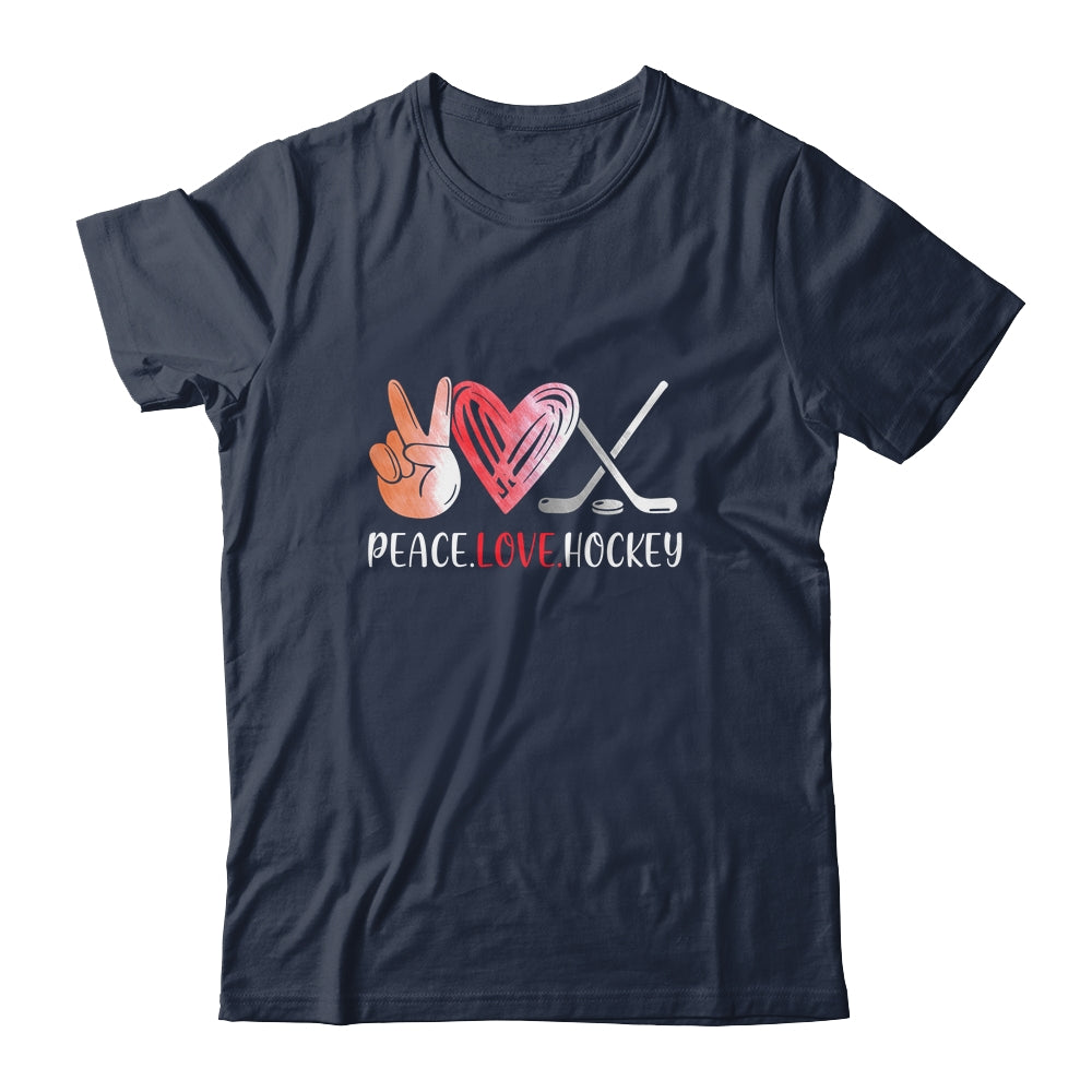 Hockey Player Girls Peace Love Hockey Women T-Shirt & Tank Top | Teecentury.com