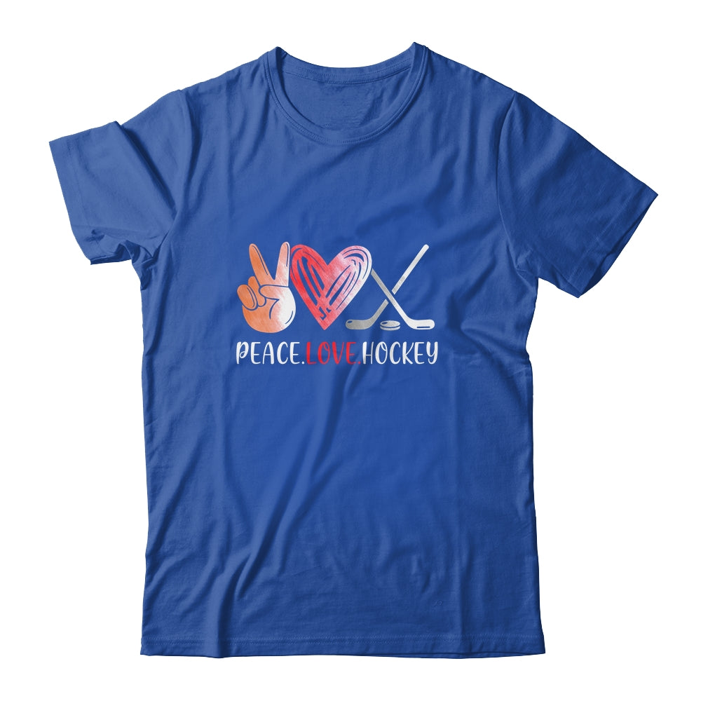 Hockey Player Girls Peace Love Hockey Women T-Shirt & Tank Top | Teecentury.com