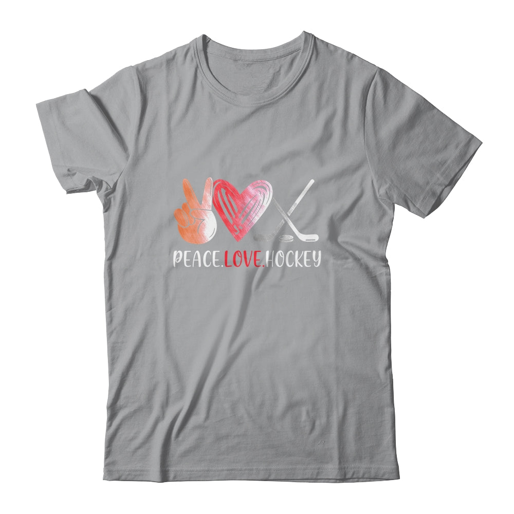 Hockey Player Girls Peace Love Hockey Women T-Shirt & Tank Top | Teecentury.com