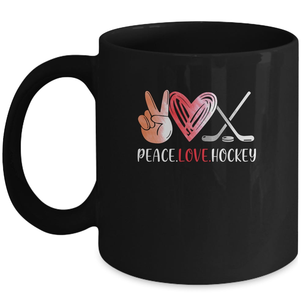 Hockey Player Girls Peace Love Hockey Women Mug Coffee Mug | Teecentury.com