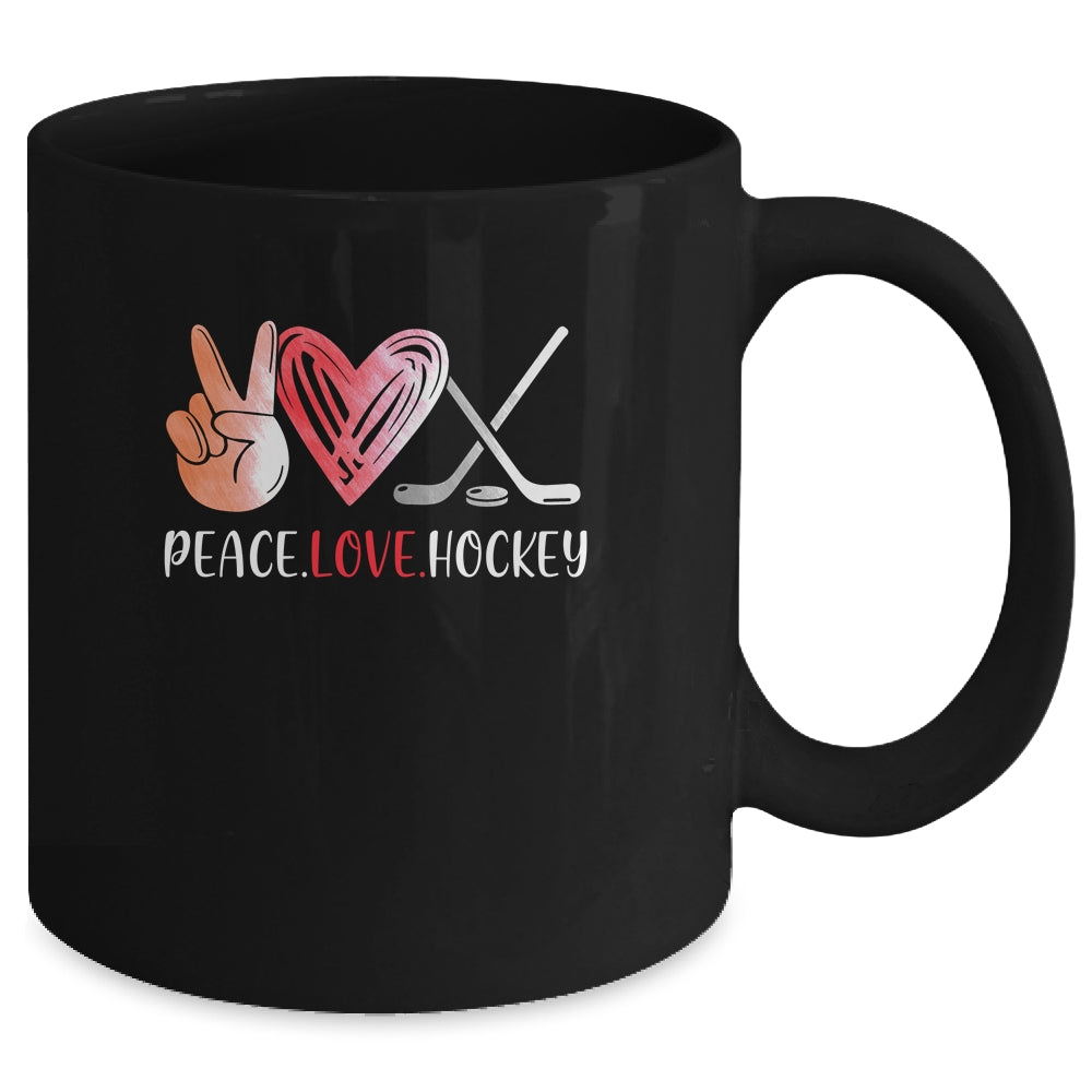 Hockey Player Girls Peace Love Hockey Women Mug Coffee Mug | Teecentury.com