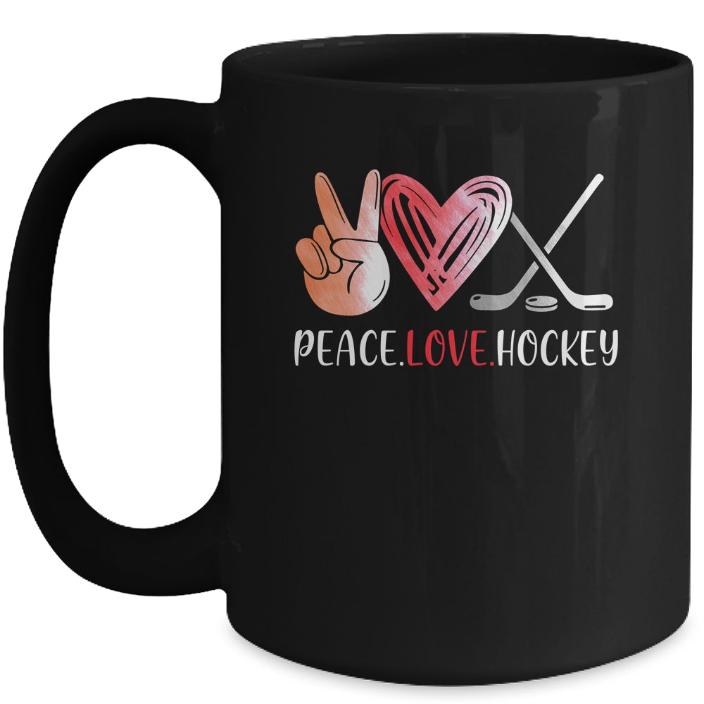 Hockey Player Girls Peace Love Hockey Women Mug Coffee Mug | Teecentury.com