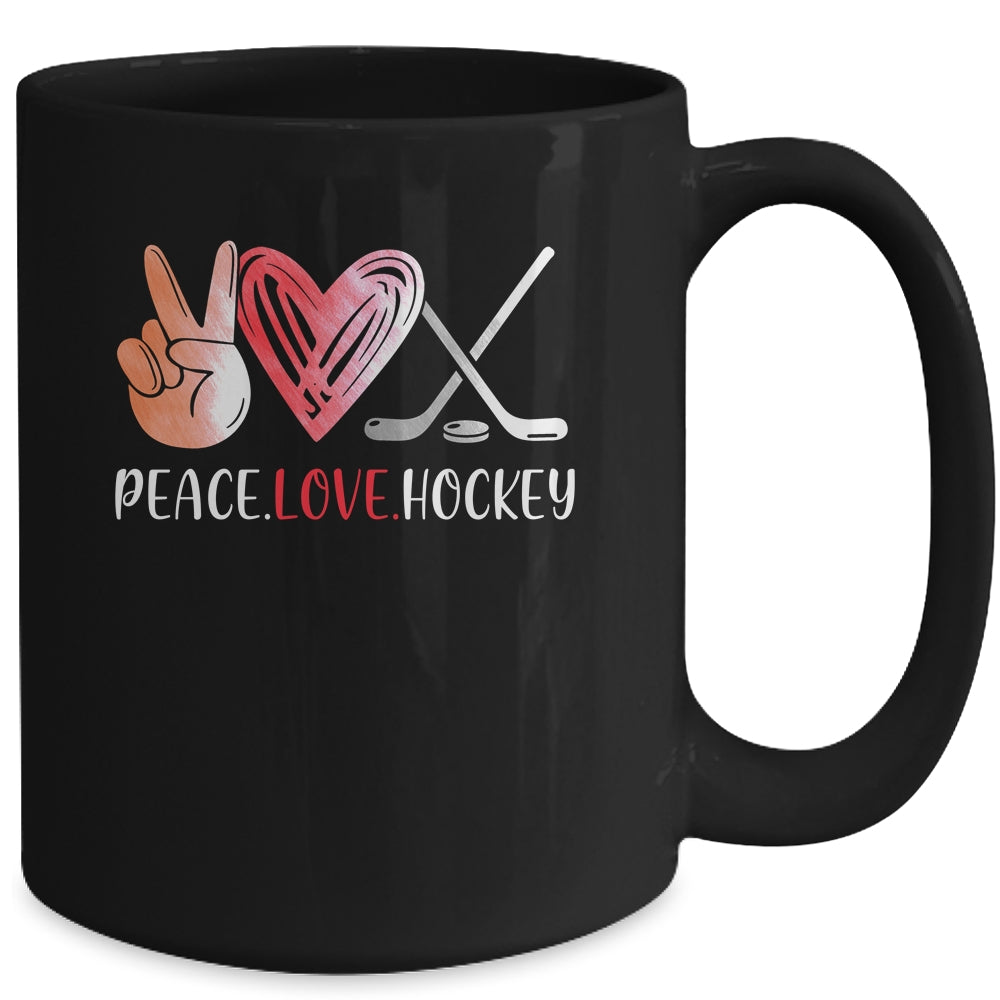 Hockey Player Girls Peace Love Hockey Women Mug Coffee Mug | Teecentury.com