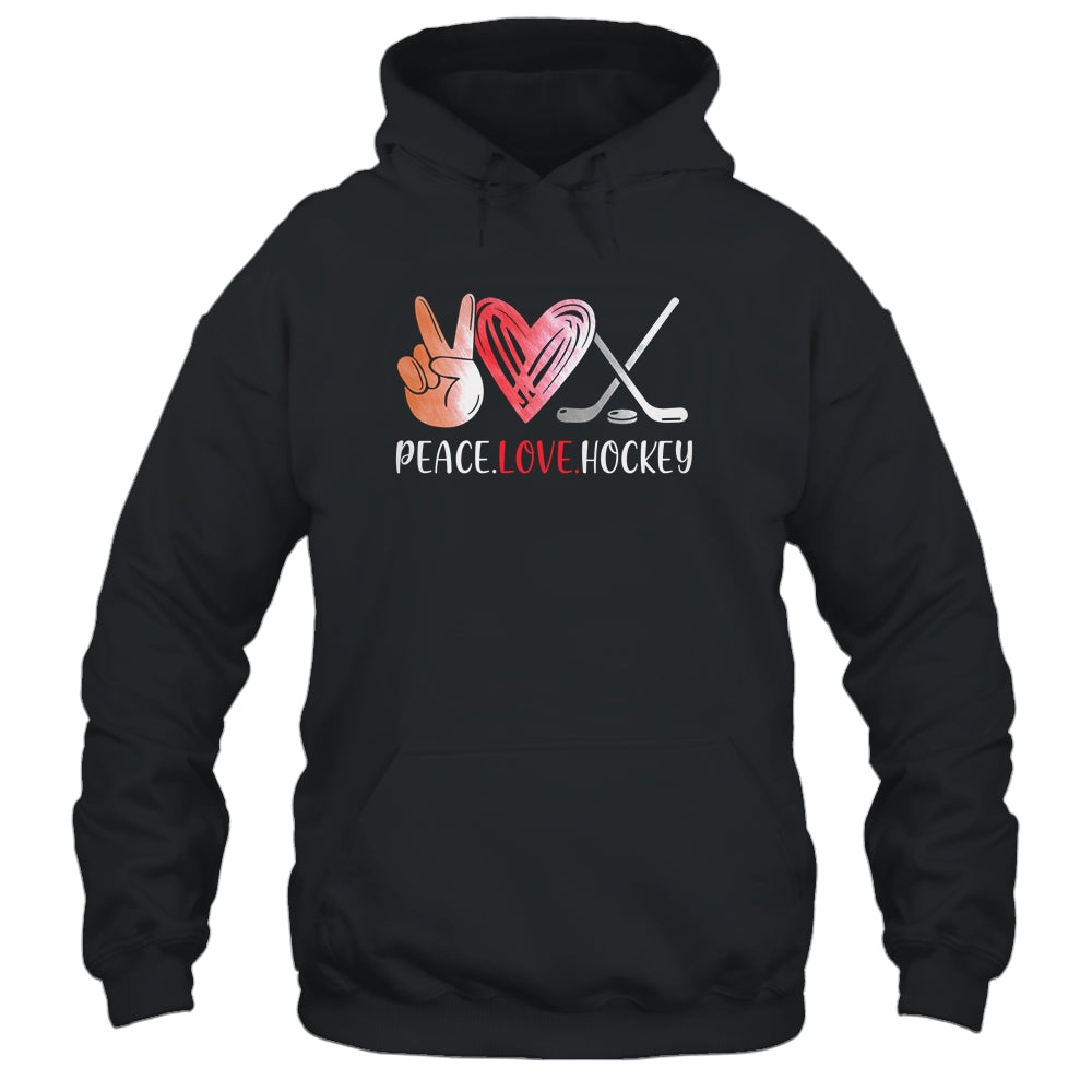 Hockey Player Girls Peace Love Hockey Women T-Shirt & Tank Top | Teecentury.com