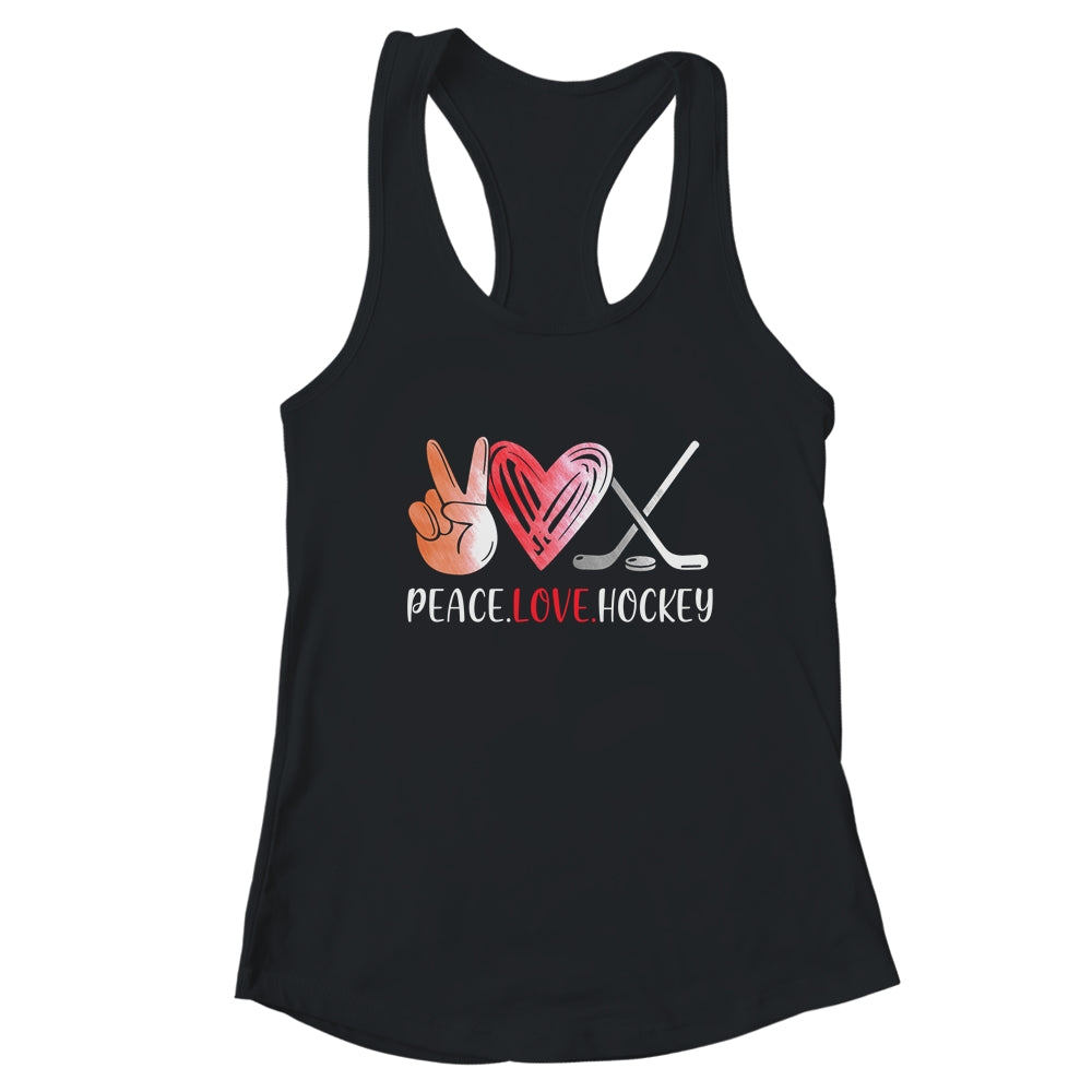 Hockey Player Girls Peace Love Hockey Women T-Shirt & Tank Top | Teecentury.com