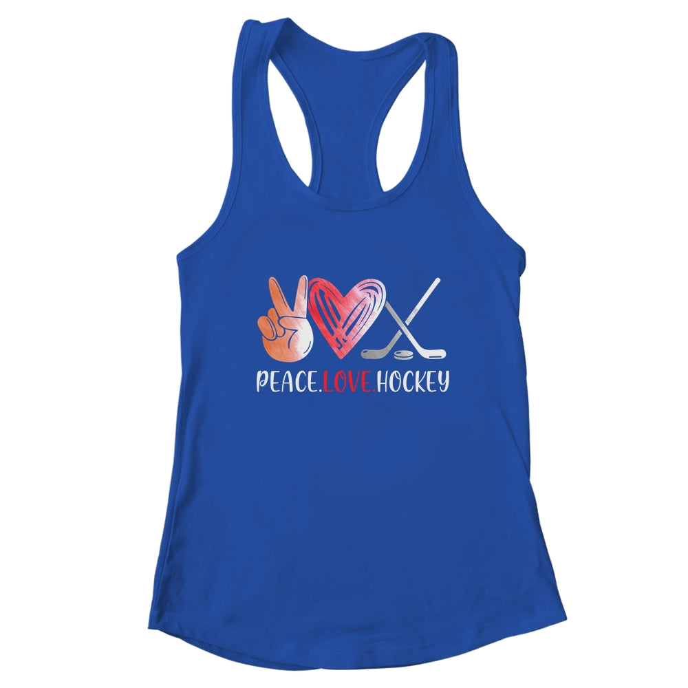 Hockey Player Girls Peace Love Hockey Women T-Shirt & Tank Top | Teecentury.com