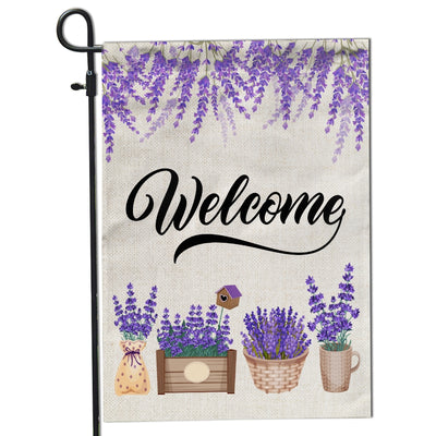 Home Welcome Lavender Flag Monogram Garden for Summer Flag | Teecentury.com