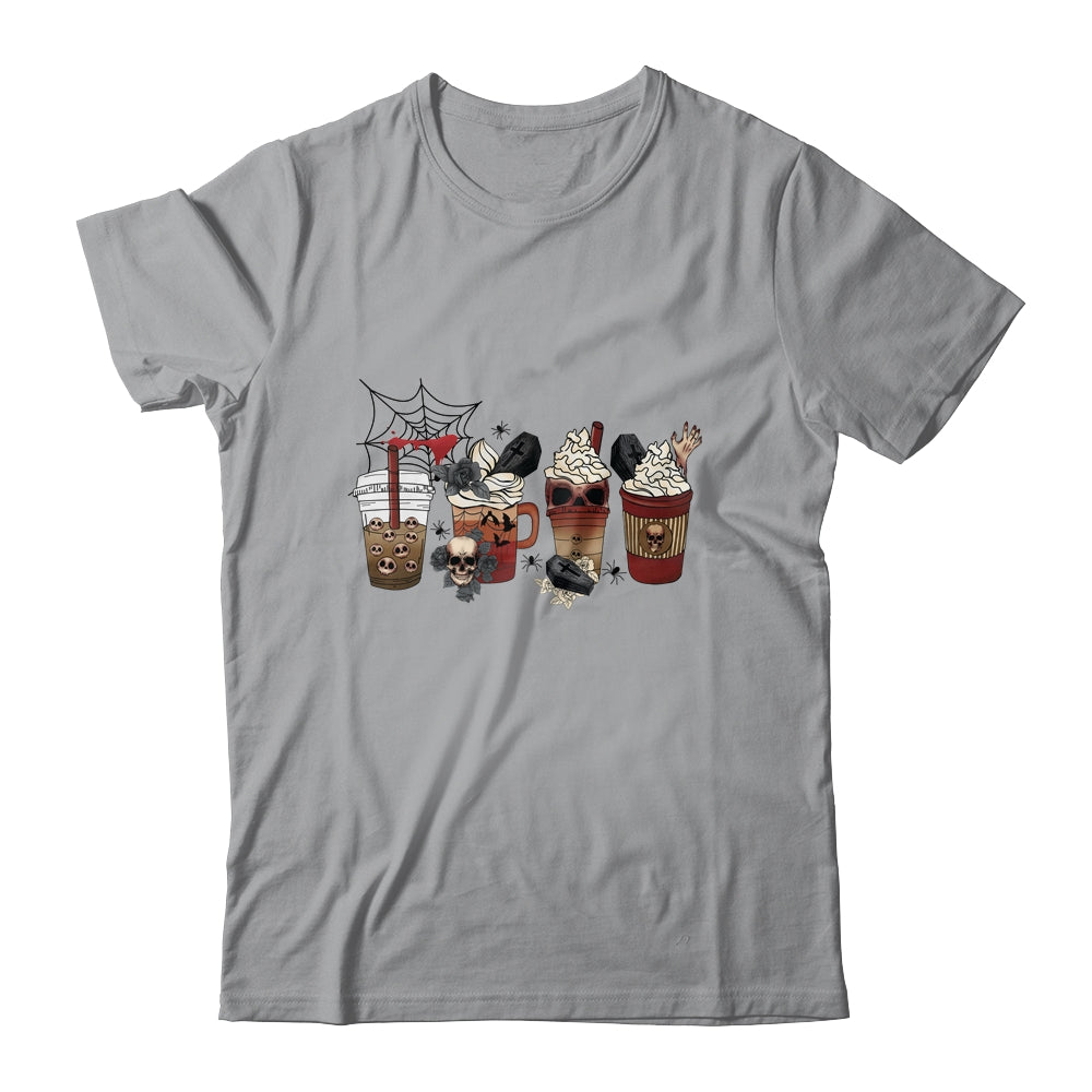 Horror Fall Coffee Pumpkin Spice Latte Iced Halloween Shirt & Hoodie | teecentury