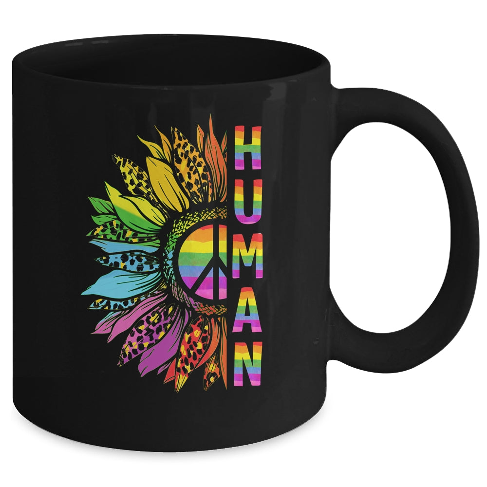 Human Sunflower Rainbow LGBT Flag Gay Pride Proud LGBTQ Mug | teecentury