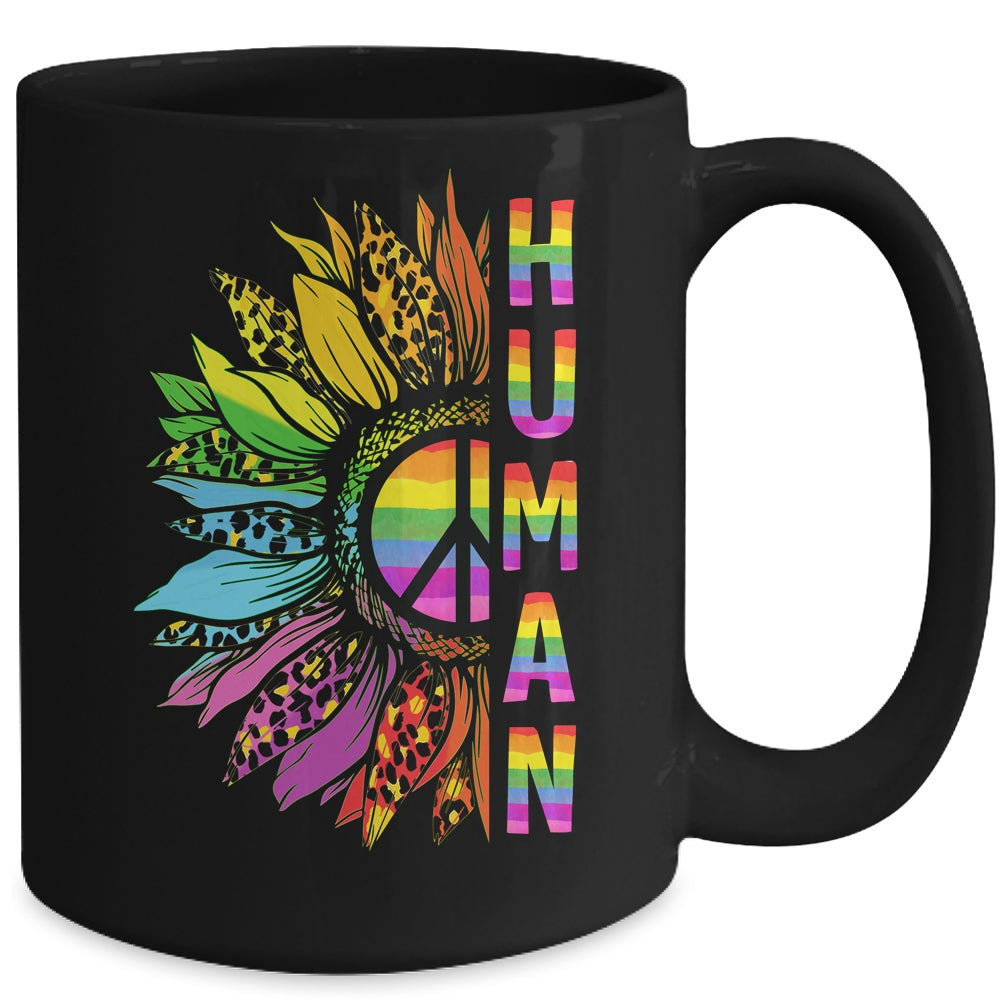 Human Sunflower Rainbow LGBT Flag Gay Pride Proud LGBTQ Mug | teecentury