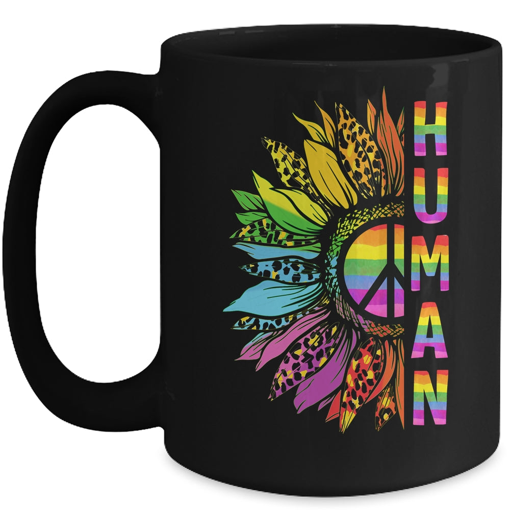Human Sunflower Rainbow LGBT Flag Gay Pride Proud LGBTQ Mug | teecentury