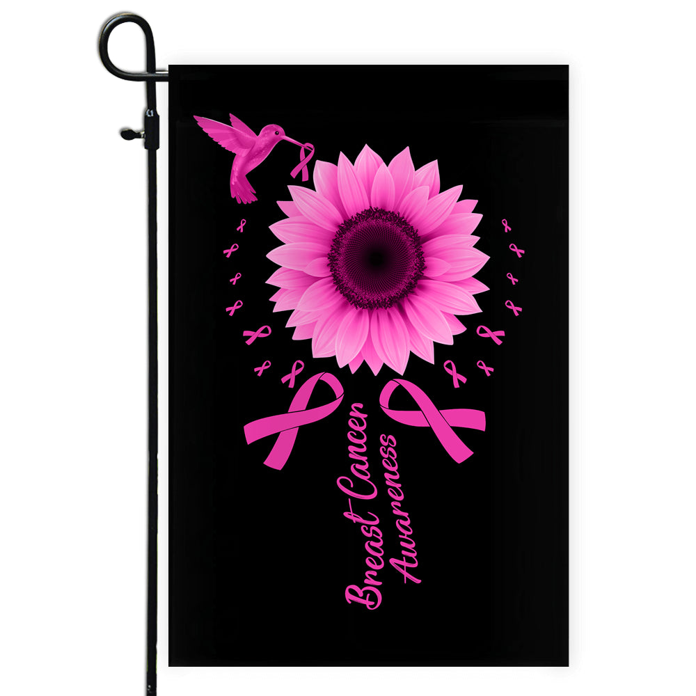 Hummingbird Sunflower Breast Cancer Awareness Flag Pink Ribbon Flag | Teecentury.com