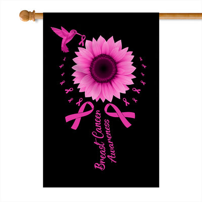 Hummingbird Sunflower Breast Cancer Awareness Flag Pink Ribbon Flag | Teecentury.com