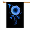 Hummingbird Sunflower Colon Cancer Awareness Flag Blue Ribbon Flag | Teecentury.com